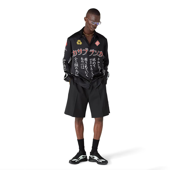 casablanca japanese graphic printed silk long sleeve shirt